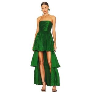 Lovers and Friends Small Michie Maxi Dress Emerald Green Strapless, S